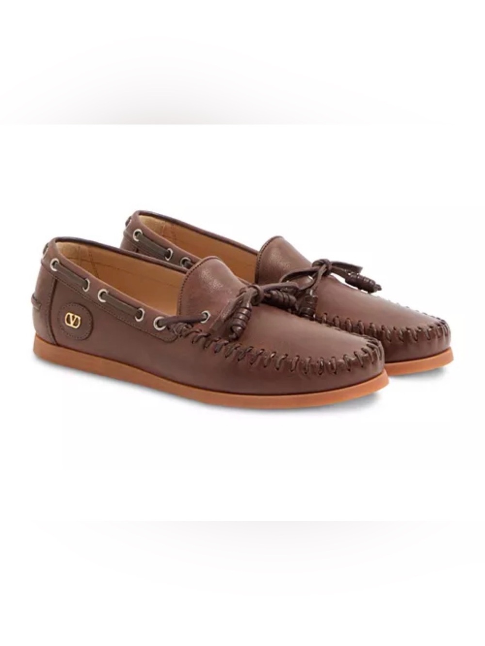 Valentino GARAVANI Brown Leather Boat Shoes, Size 41, New in Box!